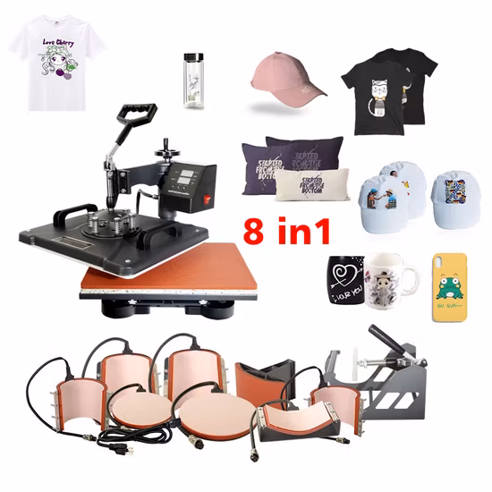Multifunctional 8 in 1 Combo Heat Press Machine T-Shirt Digital Transfer Sublimation